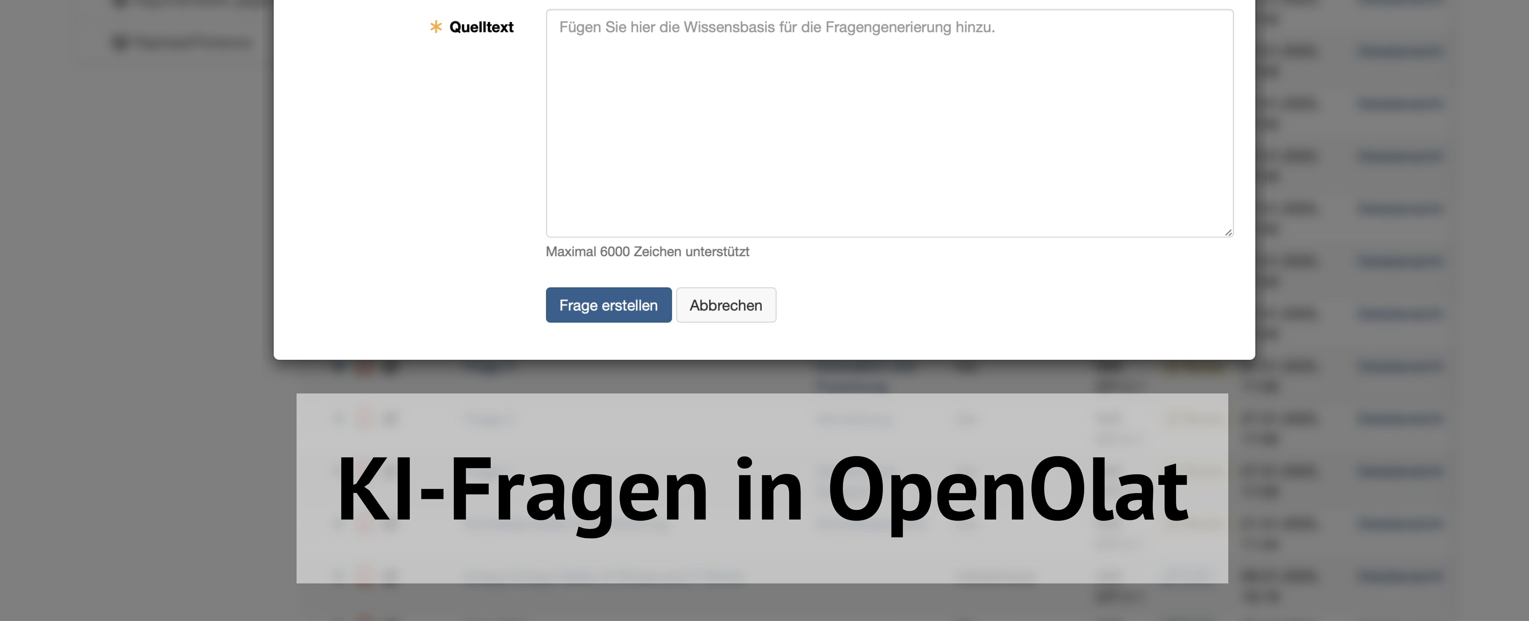 Screenshot KI-Fragen in OpenOlat