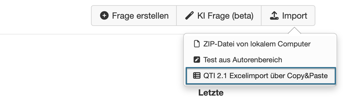 OpenOlat-Fragenpool: QTI 2.1 Excelimport über Copy&Paste